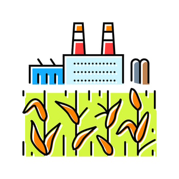 contaminated food crops region high industrial pollution color icon fragment vector