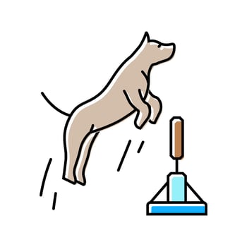 jumping hurdle dog competition show color icon article vector