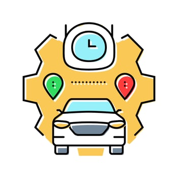 route optimization autonomous vehicle color icon article vector
