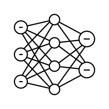 neural network ai integration line icon constituent vector