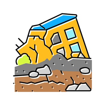 destroyed landscape radiation radioactive pollution color icon entity vector