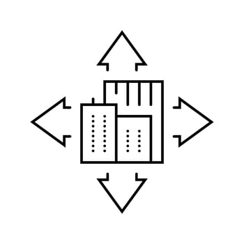expanding city urbanization line icon design vector