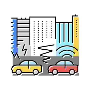 car horn blaring noisy city street color icon element vector