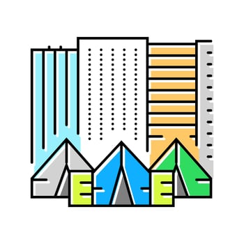 homelessness urban area urbanization color icon indicator vector