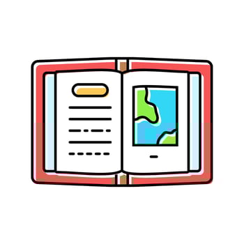 expedition journal geographical discoveries color icon figure vector