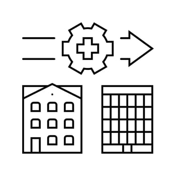 gentrification urbanization line icon figure vector