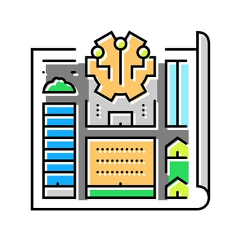 modern smart city layout color icon sign vector