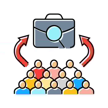 job market competition color icon fragment vector