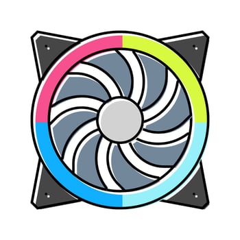 rgb led cooling fans gaming pc color icon item vector