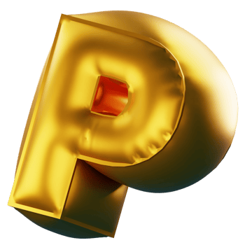 3D Render Gold 3D Letter P png