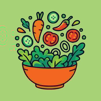 Fresh vegetable salad bowl vector