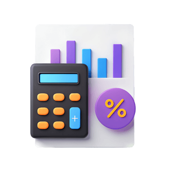 3d calculator and bar chart isolated on transparent background png