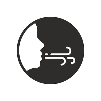 inflate or smoking icon, man blowing, flat symbol on white background - illustration vector