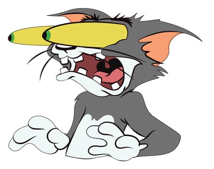 tom got scare with big eyes vector
