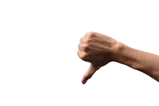 A person's hand is showing a thumbs down png