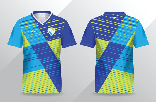 simple blue and yellow sport jersey for football and soccer shirt template vector