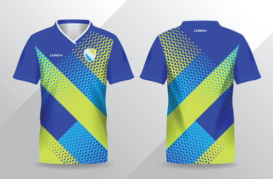 abstract blue yellow sport jersey for football and soccer shirt template vector