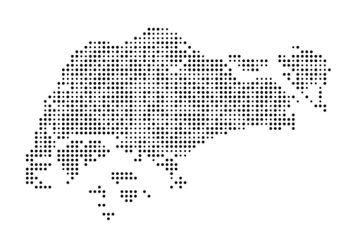 Singapore dotted map art black color vector