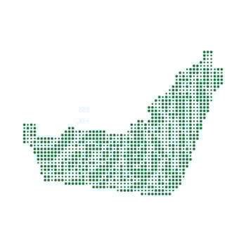 UAE dotted map green color vector
