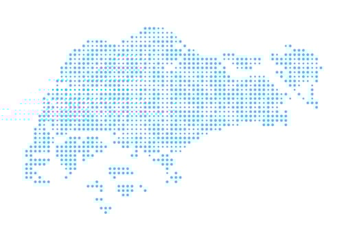 Singapore dotted map art blue color vector