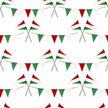Seamless pattern. Holiday set in watercolor style with Hungarian symbols. State Hungary flag stick, holiday garlands png