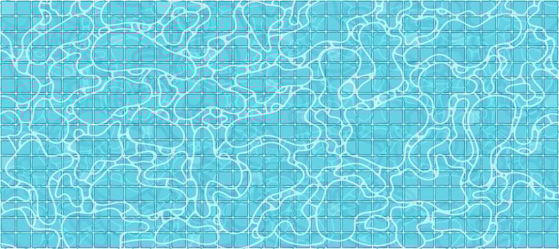 Swimming pool water surface. Abstract blue tiles background with wavy sun reflections. Calming summer and aquatic theme. vector