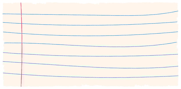 Hand drawn lined paper background. Blue horizontal lines and red margin on a light sheet. School notebook texture for back to school, journaling, or stationery themed designs. vector