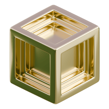 A gold cube with a square opening png