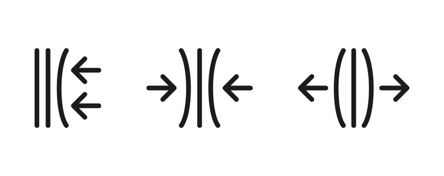 Elastics and compression arrow icon set. vector