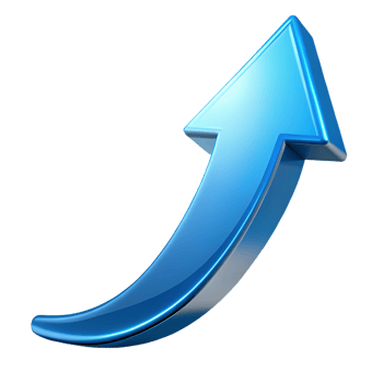 3D Blue Up Arrow Glossy Growth and Progress Symbol Isolated png