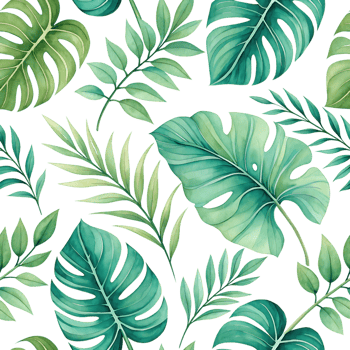 Seamless Tropical Leaf Pattern with Exotic Leaves png