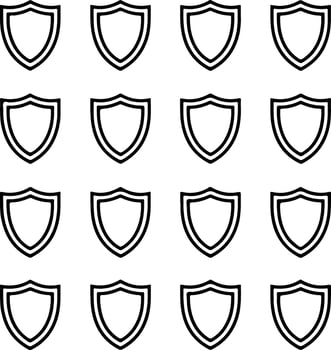 Pattern of shield icons representing security isolated on white background vector
