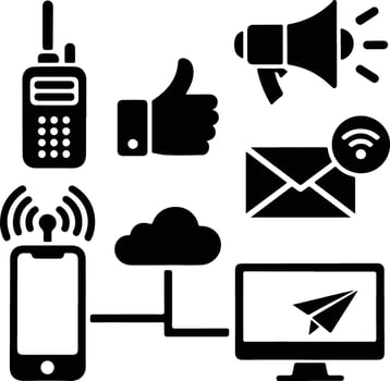 Communication and network icons isolated on white background vector