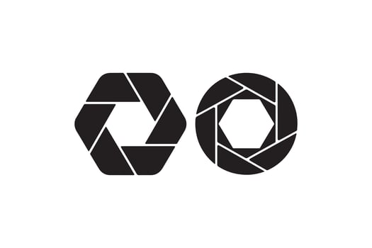 Camera Shutter Aperture Silhouette Set Hexagonal and Circular Aperture Icons vector