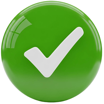 White Checkmark on a Round Green Button, png