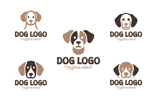 5 Dog Logo Set Modern Minimalist Animal Brand Design vector