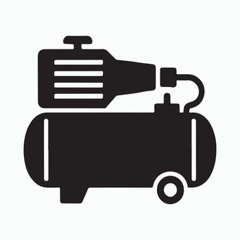 Black silhouette icon of an air compressor machine vector