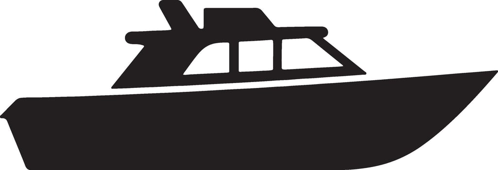 Sleek Black Motorboat Cruising Calm Waters A Stylish and Serene Silhouette Illustration - Professional digital artwork with vibrant colors and detailed composition vector