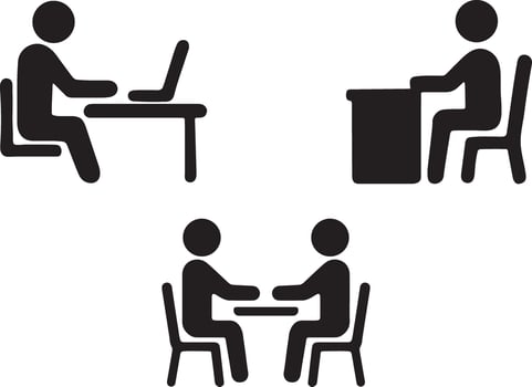 Business meeting and work icons silhouette. vector