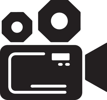 Stylish Black Camcorder Icon Filmmaking Equipment Symbol, Simple Design, Modern Minimalist Aesthetic, Digital Media Production vector