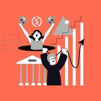 Business and finance concept for modern web design. People making financial analysis, planning success investment strategy with profit growth, working in team and earning money. illustration. vector