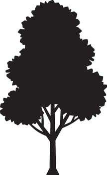 Majestic Silhouette of a Single Tree Standing Tall Against a White Background, Evoking a Serene and Peaceful Mood in Nature vector