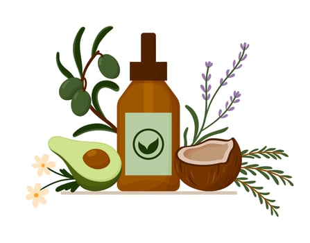 Natural oils with avocado and coconut vector