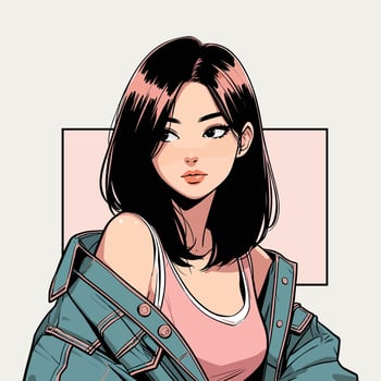 anime girl, shibuya girl illustration vector