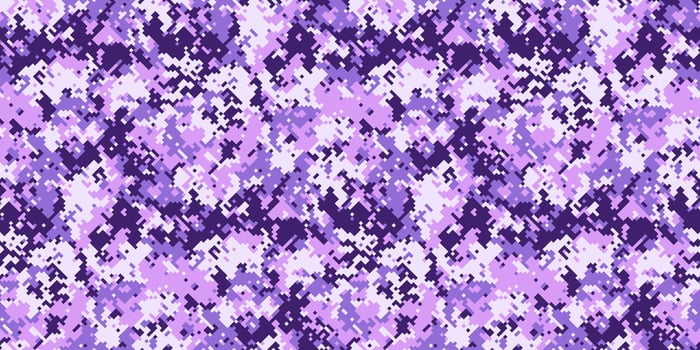 Abstract purple and lavender digital camouflage pattern. Perfect for fashion, textile design, or vibrant backgrounds. This seamless texture offers a modern, stylish aesthetic with a hint of mystery. vector