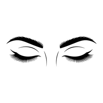 Elegant closed eyes with long lashes and defined eyebrows eyelashes beauty vector