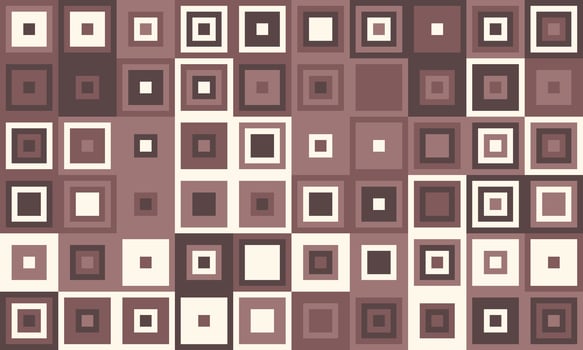 Abstract geometric pattern featuring a mosaic of nested squares in muted brown tones. vector