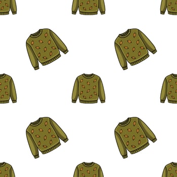 Olive green sweater pattern design vector