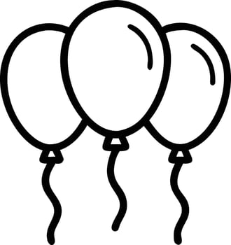 Black Line Art Three Balloons art Illustration for Birthday Parties, Weddings, Celebrations and Festive Decorations vector