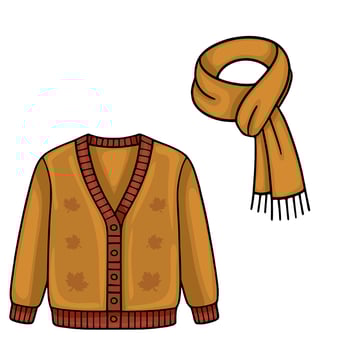 autumn cardigan and scarf set vector